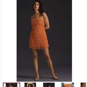 Anthropologie let me be fringed tube mini dress
